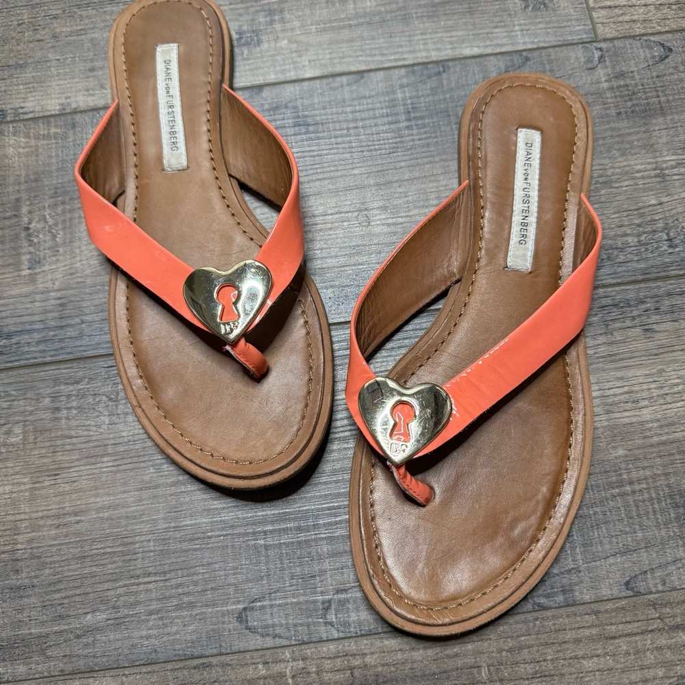 Diane Von Furstenberg Orange Heart Sandals